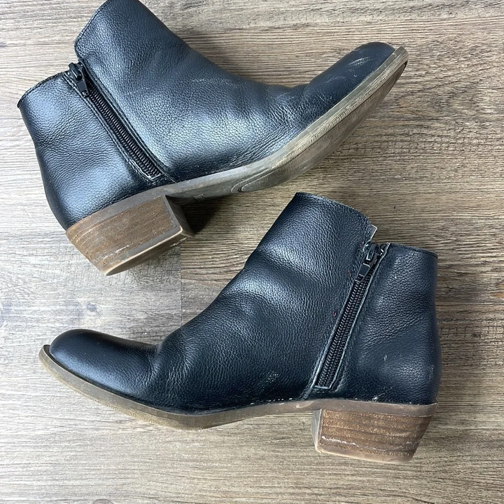 Kensie Women’s Black Ghita Leather Ankle Booties, size 7.5